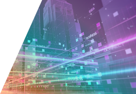The image is a digital representation of data with various colors and patterns resembling an abstract cityscape or futuristic environment.
